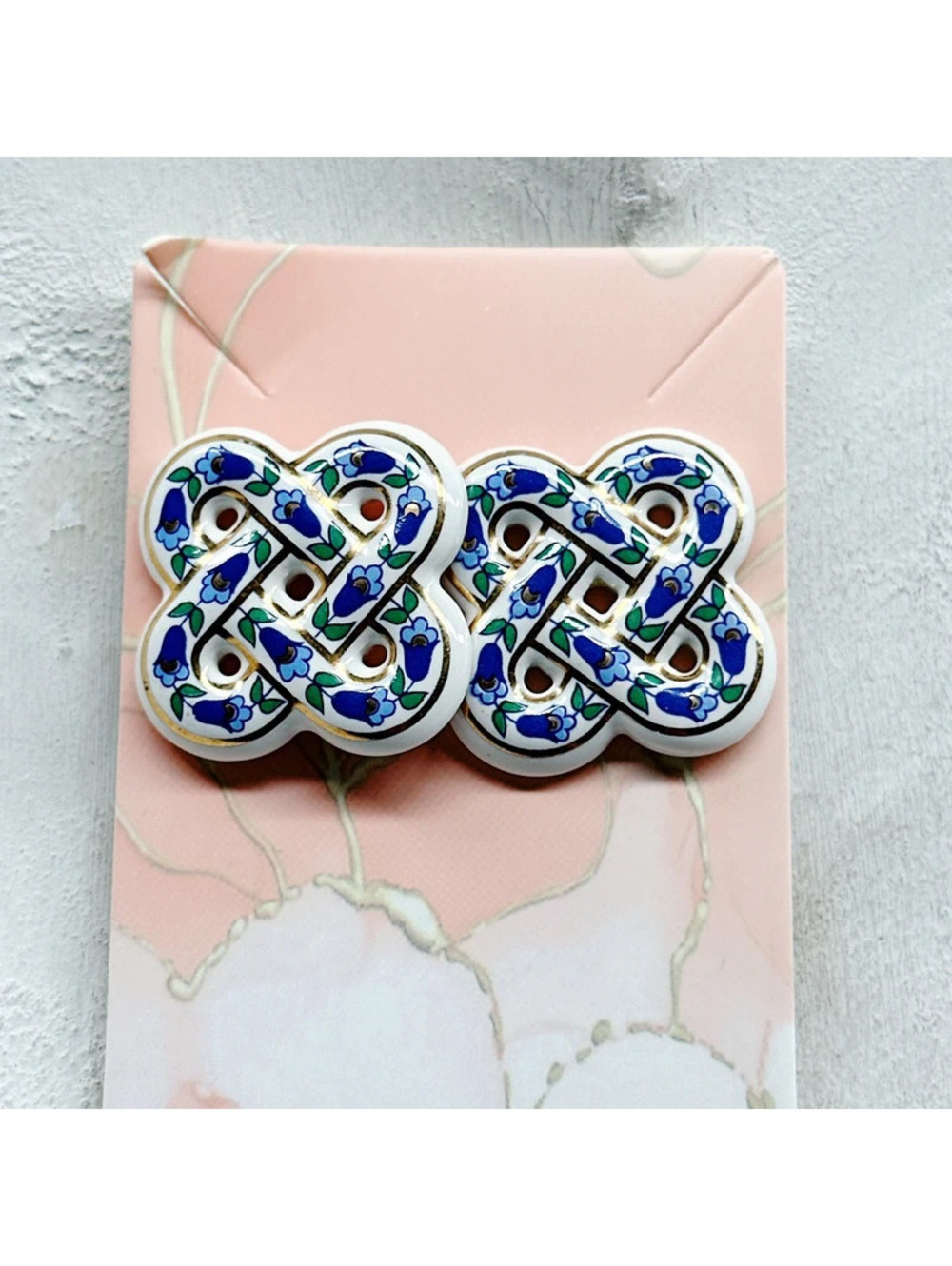 5466gc. Ceramic Floral Earrings Purple